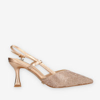 Miabelle MB-46-ORO-ROSA Decolletè oro rosa aperte dietro con strass