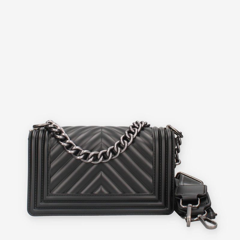 FLAT S_24-BLACK / SATIN CDF Marc Ellis Borsa a tracolla nera e canna di fucile