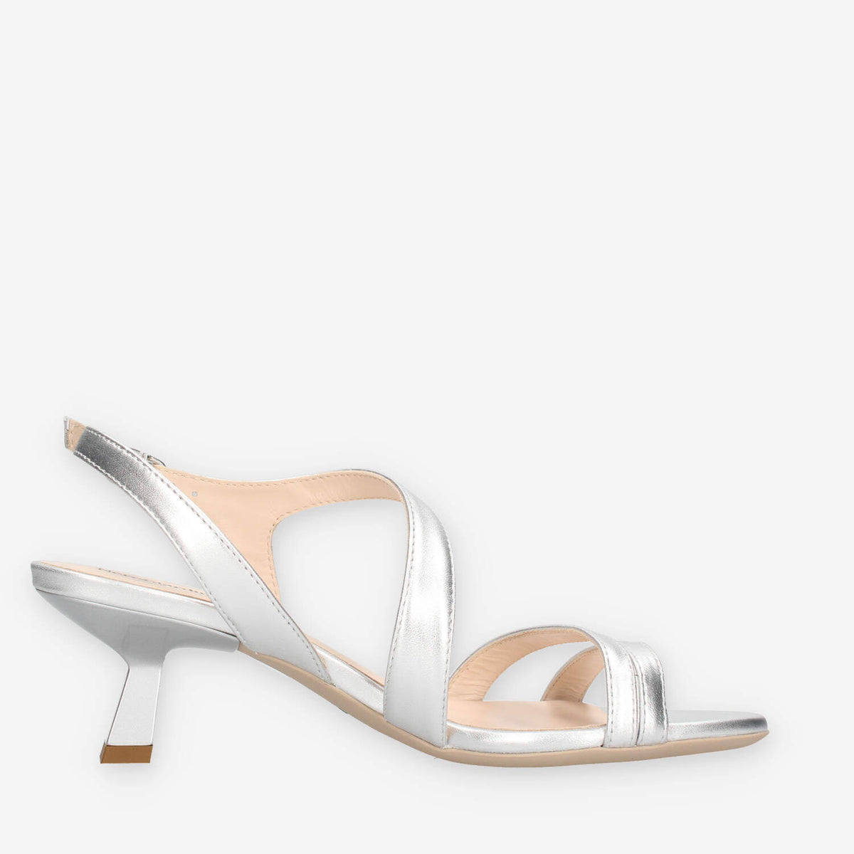Nero Giardini E513222DE-700 Sandali argento da donna con tacco svasato