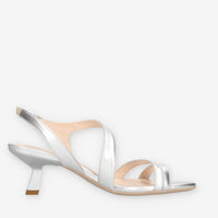 Nero Giardini E513222DE-700 Sandali argento da donna con tacco svasato