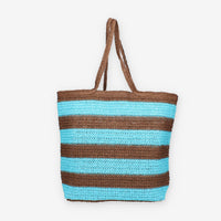 Colors of California HC.HOLLY03-MOKA Borsa a spalla marrone e azzurra in raffia