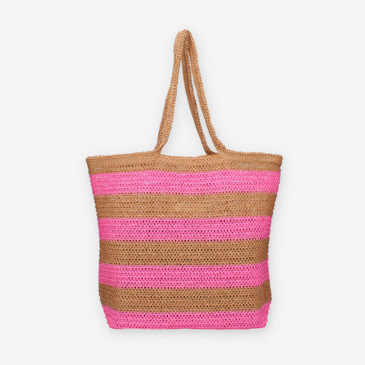 Colors of California HC.HOLLY03-TAN Borsa a spalla marrone e rosa in raffia