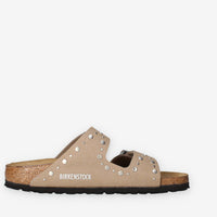 Birkenstock 1031708 Arizona Rivet Border Kids Sandali scalzati taupe da bimba (calzata stretta)