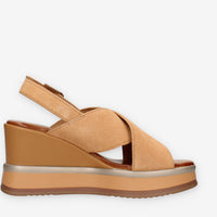 Inuovo B37010-SD-COCONUT Sandali cuoio con zeppa