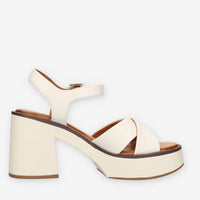 Inuovo A97001-CREMA Sandali crema con tacco e plateau