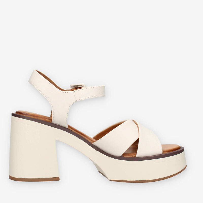 Inuovo A97001-CREMA Sandali crema con tacco e plateau