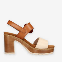 Xti Tentations 144088-CAMEL Sandali camel e beige da donna con tacco