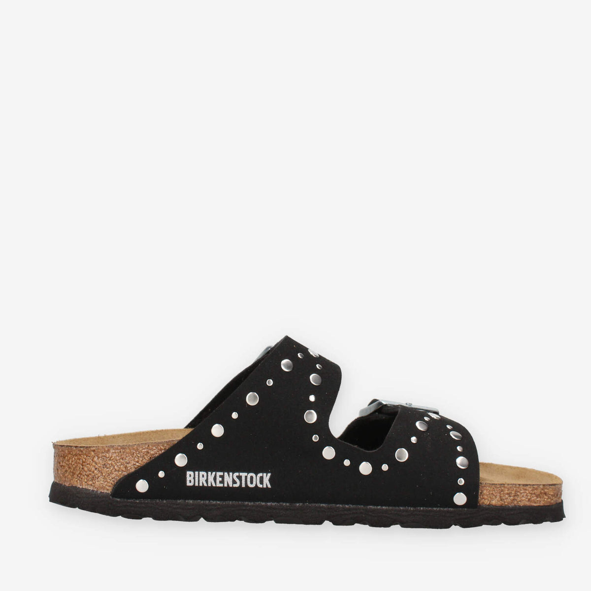 Birkenstock 1031646 Arizona Rivet Border Kids Sandali scalzati neri da bimba (calzata stretta)