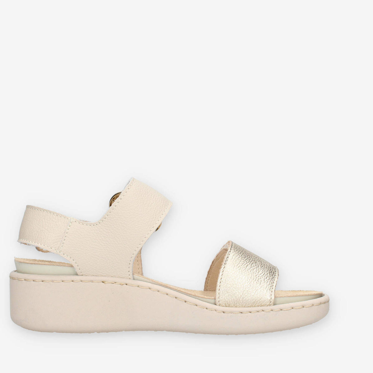 Enval Soft 1278322-PLATINO/BIANCO Sandali platino da donna con zeppetta