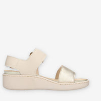 Enval Soft 1278322-PLATINO/BIANCO Sandali platino da donna con zeppetta