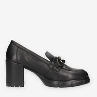 31015-NEGRO Callaghan Mocassine nere da donna con tacco