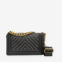 FLAT S_24-BLACK / LIGHT OTTONE Marc Ellis Borsa a tracolla nera e ottone