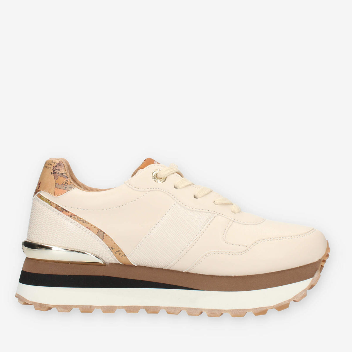 Alviero Martini Prima Classe linea Junior Sneakers latte e Geo beige