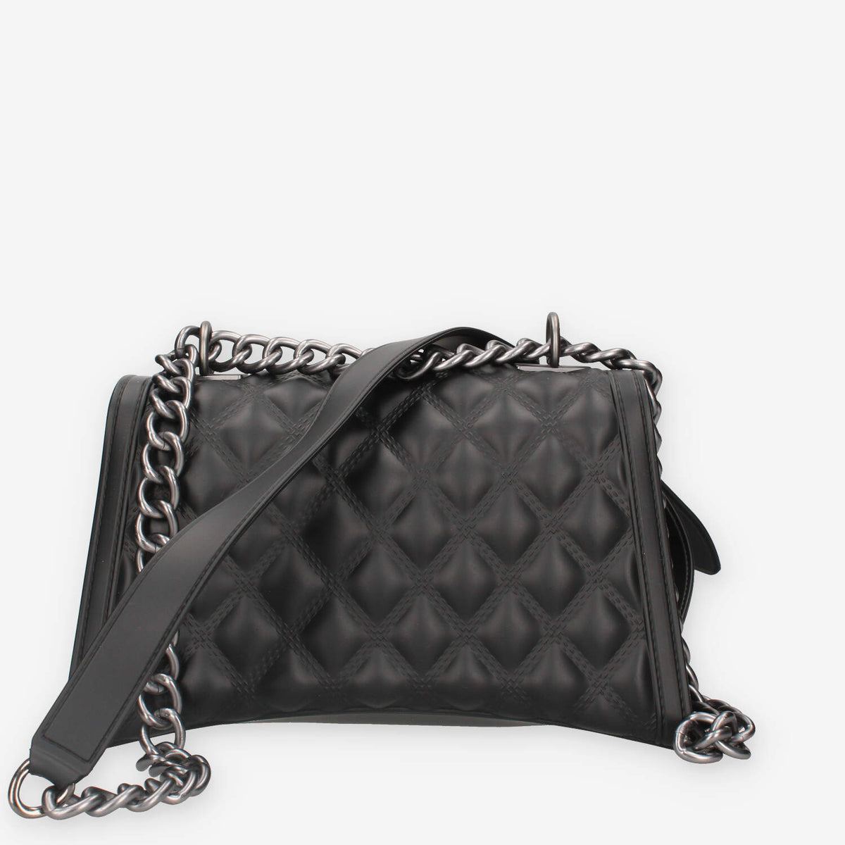 FLAT RHOMBUS M_24-BLACK / SATIN CDF Marc Ellis Borsa a tracolla nera e canna di fucile