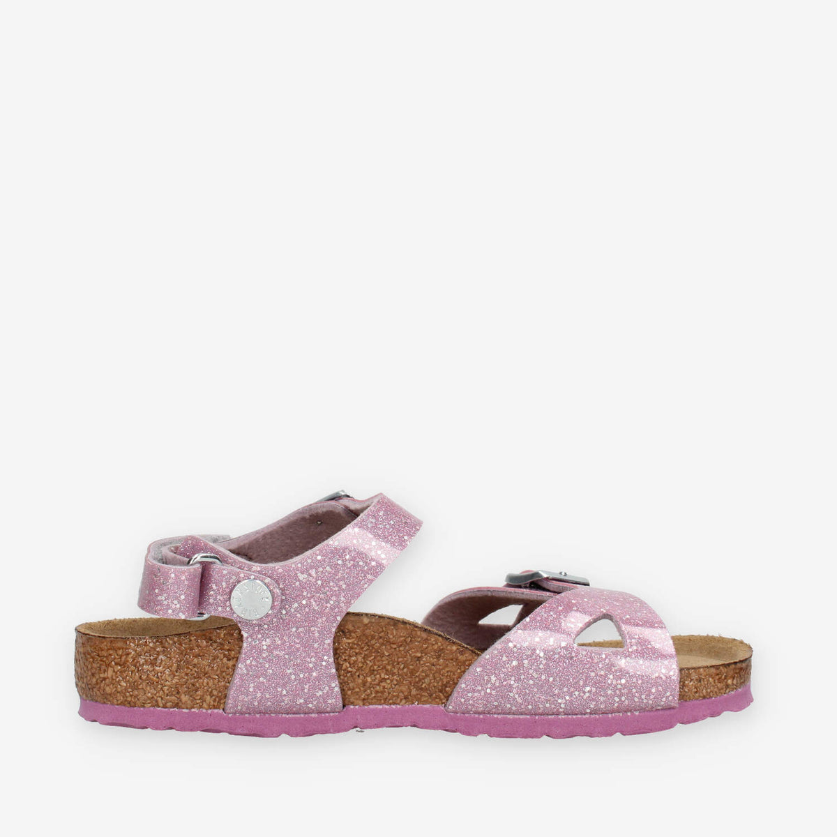 Birkenstock 1031839 Rio AS Kids Sandali rosa glitterati da bimba (calzata stretta)