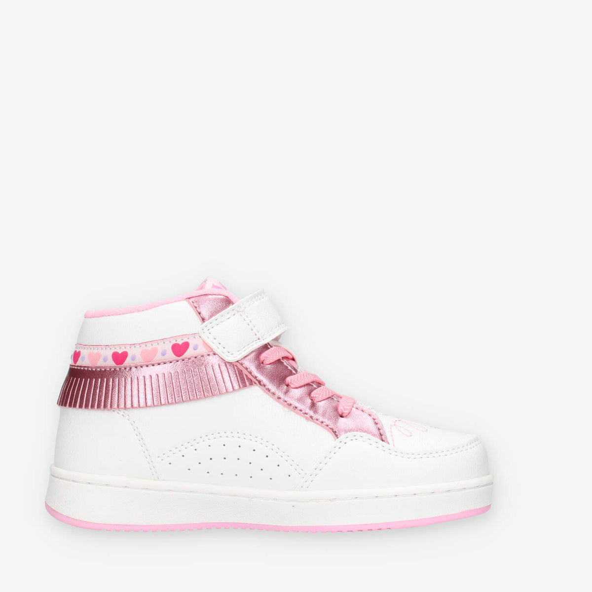 LKAA8096-BIRO Lelli Kelly Frangetta Mix Sneakers alte bianche e rosa