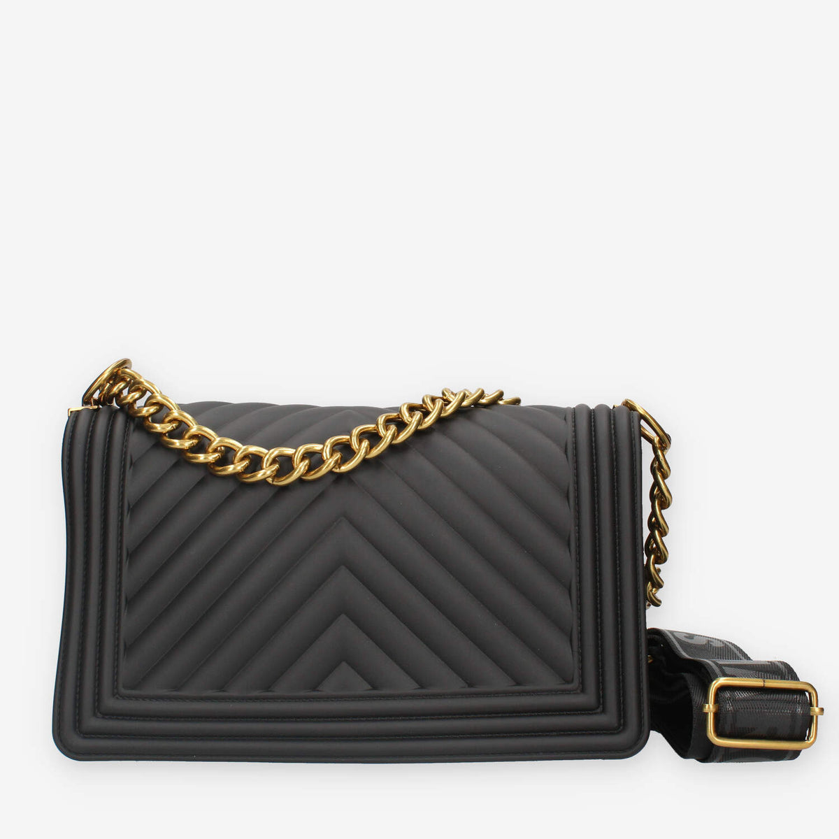 FLAT M_24-BLACK / LIGHT OTTONE Marc Ellis Borsa a tracolla nera e ottone