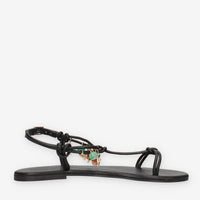 Inuovo H26030-BLACK Infradito neri da donna con applicazioni