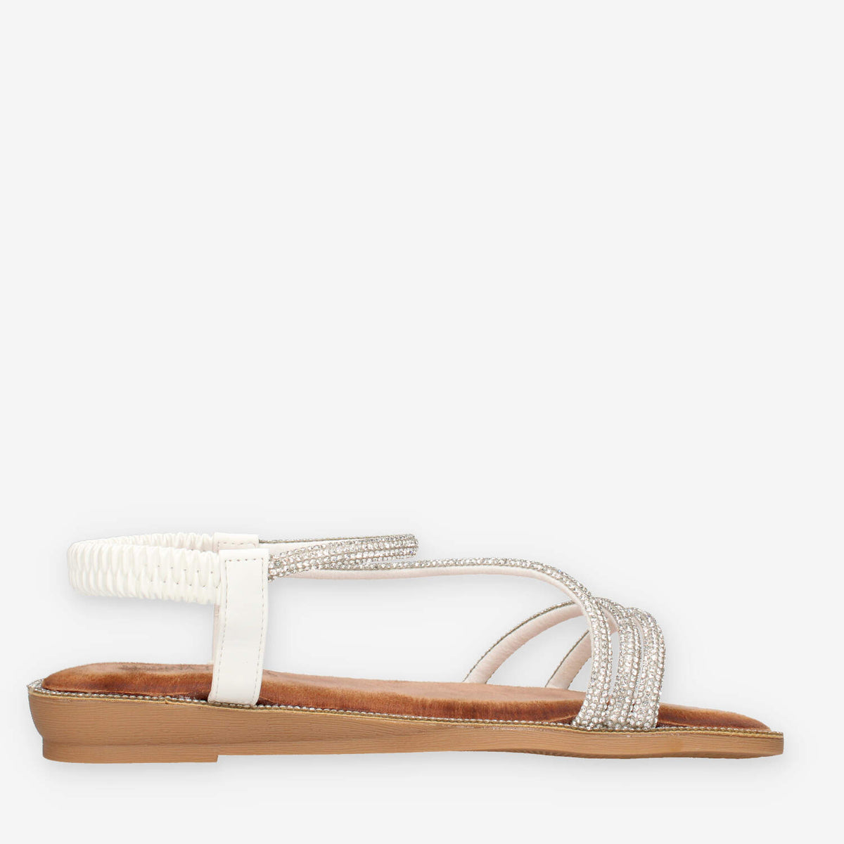Marina Torres 3T1907-34-WHITE Sandali bassi bianchi con strass