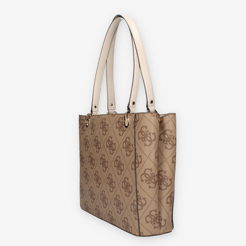 HWOS95-00250-LAN Guess Nolana Borsa a spalla a 3 scomparti beige e latte logata