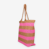 Colors of California HC.HOLLY03-TAN Borsa a spalla marrone e rosa in raffia