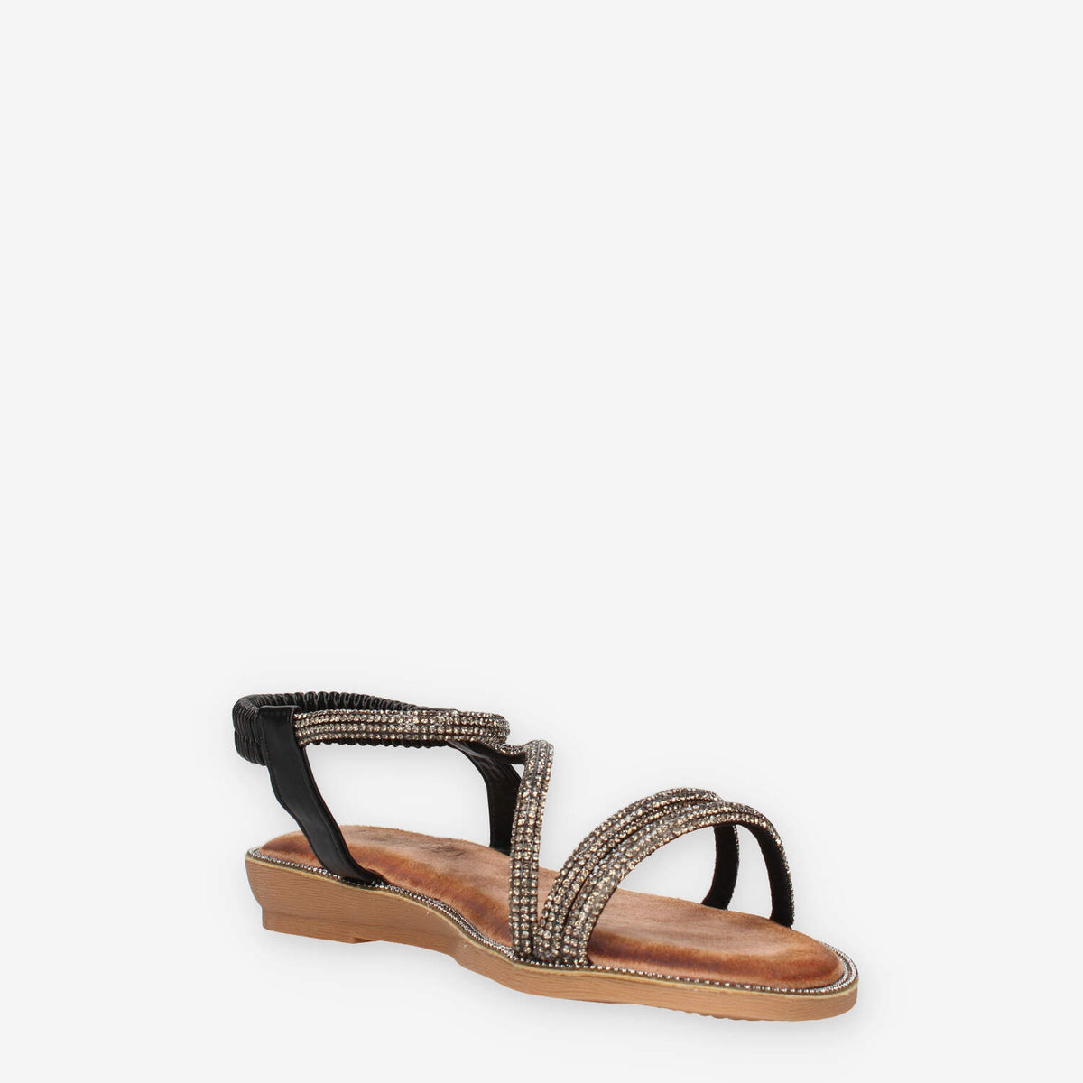 Marina Torres 3T1907-34-BLACK Sandali bassi neri con strass