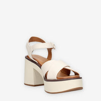 Inuovo A97001-CREMA Sandali crema con tacco e plateau