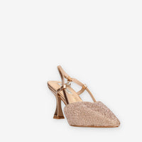 Miabelle MB-46-ORO-ROSA Decolletè oro rosa aperte dietro con strass