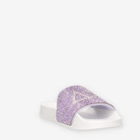 Sun 68 X36411T0124BIANCO/LILLA GIRL'S SLIPPERS STRASS LOGO (TEEN) Ciabatte bianche e lilla da ragazza