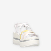 Nero Giardini E513511D-707 Sandali bianchi da donna con zeppa