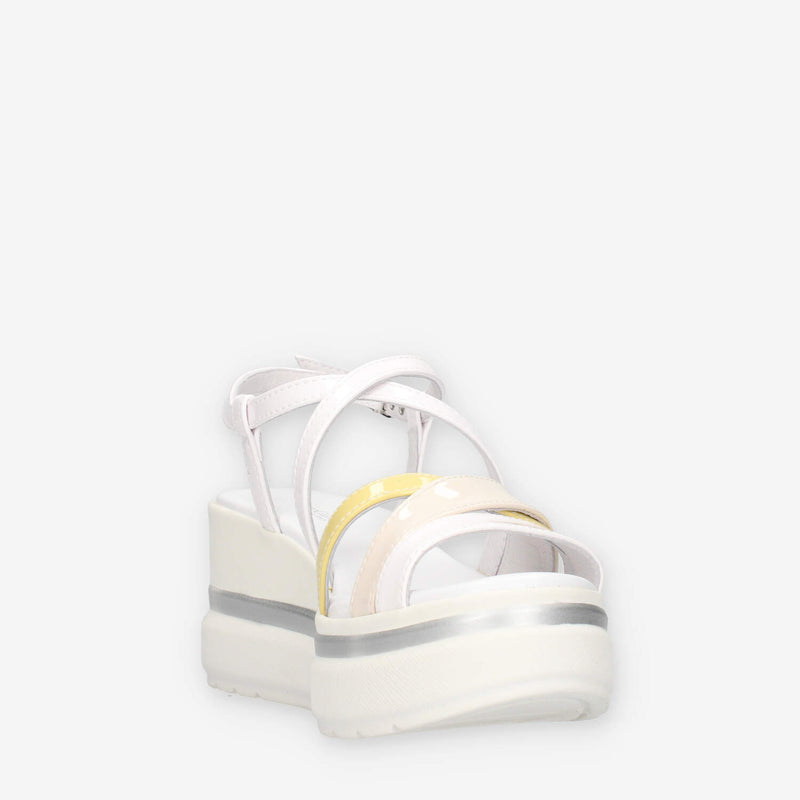 Nero Giardini E513511D-707 Sandali bianchi da donna con zeppa