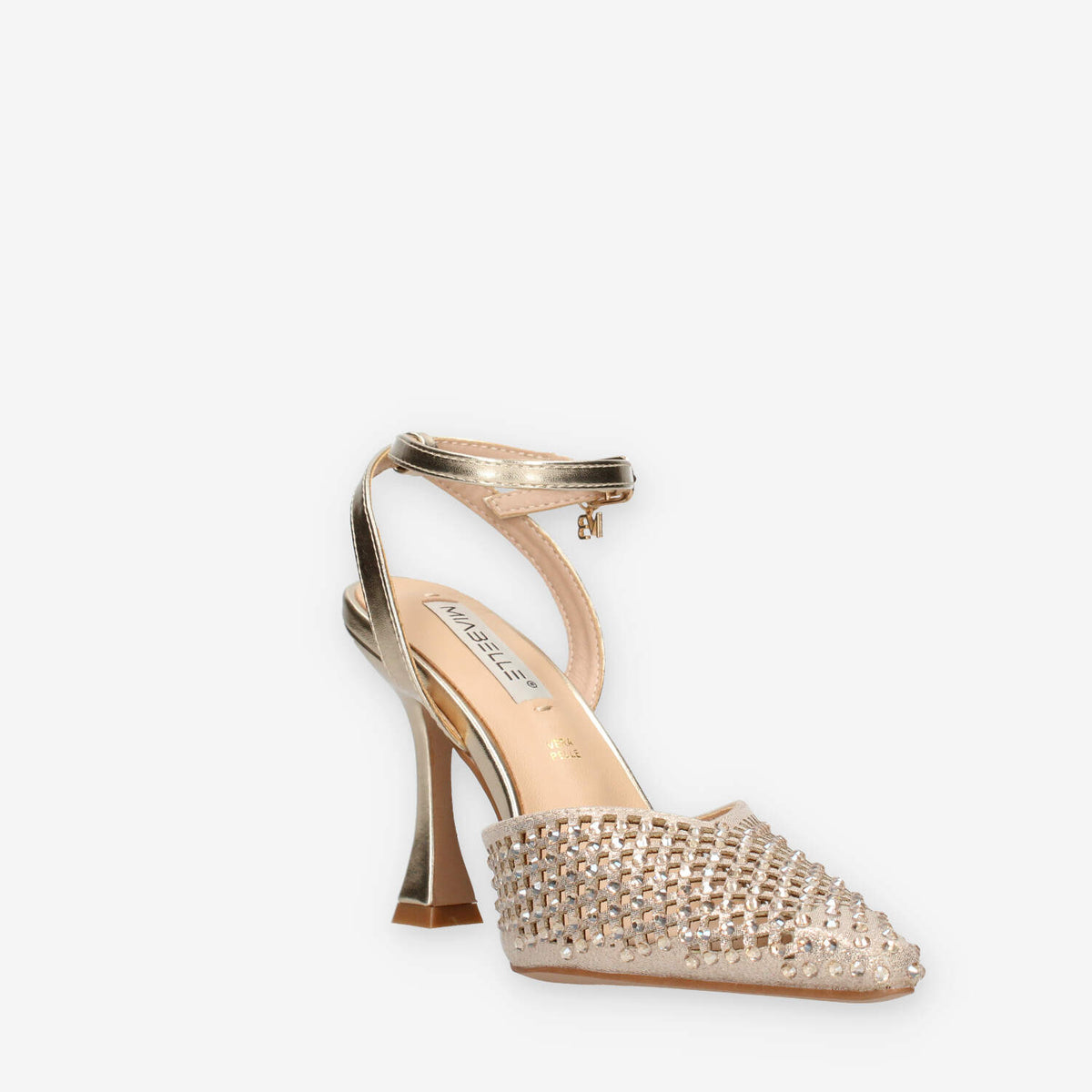 Miabelle MB-55-VIT-PLATINO Decolletè platino aperte dietro con strass