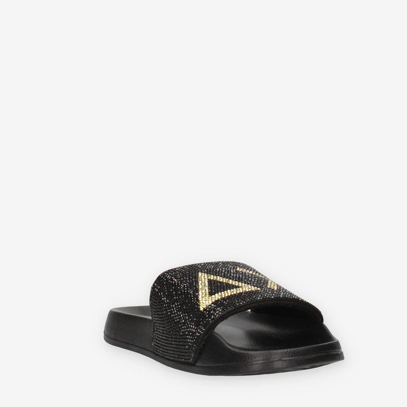 Sun 68 X35205-11NERO SLIPPERS LOGO STRASS