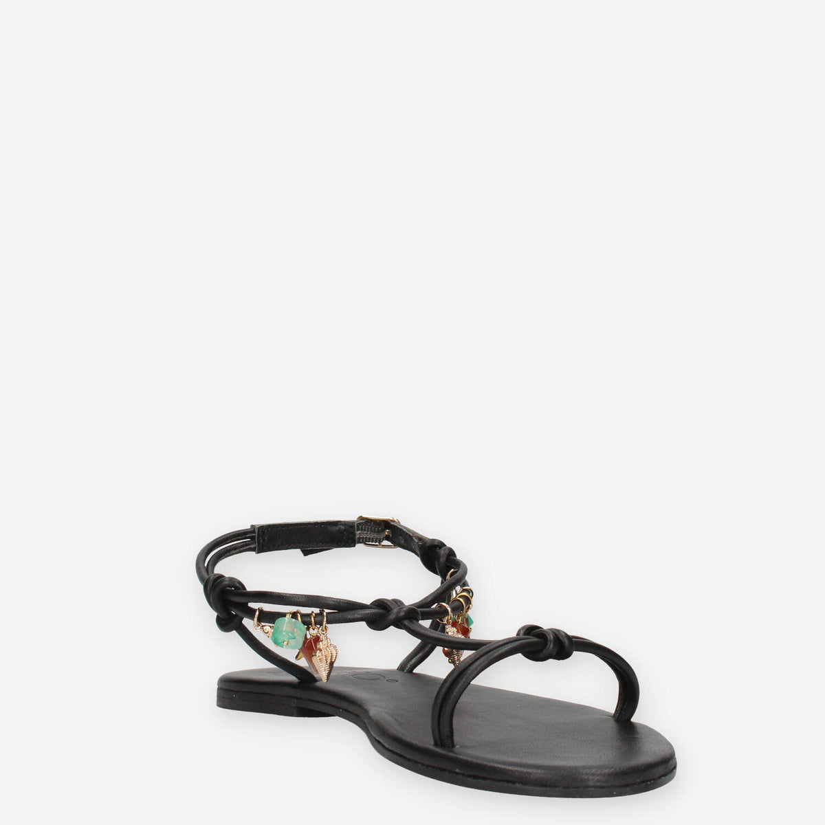 Inuovo H26030-BLACK Infradito neri da donna con applicazioni