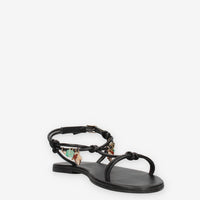 Inuovo H26030-BLACK Infradito neri da donna con applicazioni