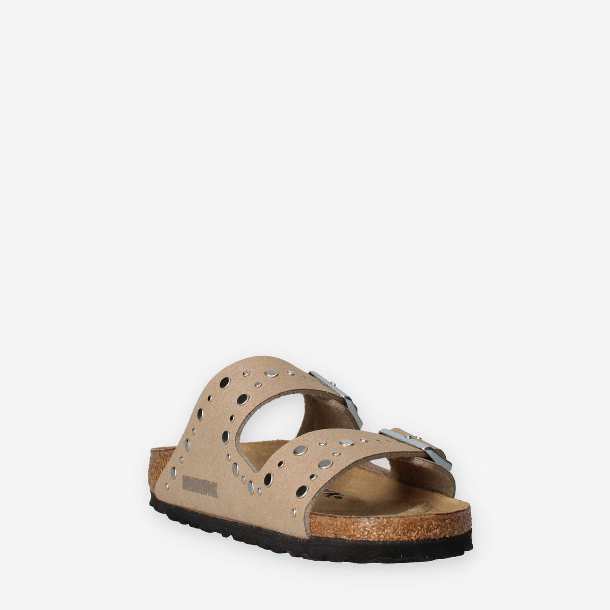 Birkenstock 1031708 Arizona Rivet Border Kids Sandali scalzati taupe da bimba (calzata stretta)