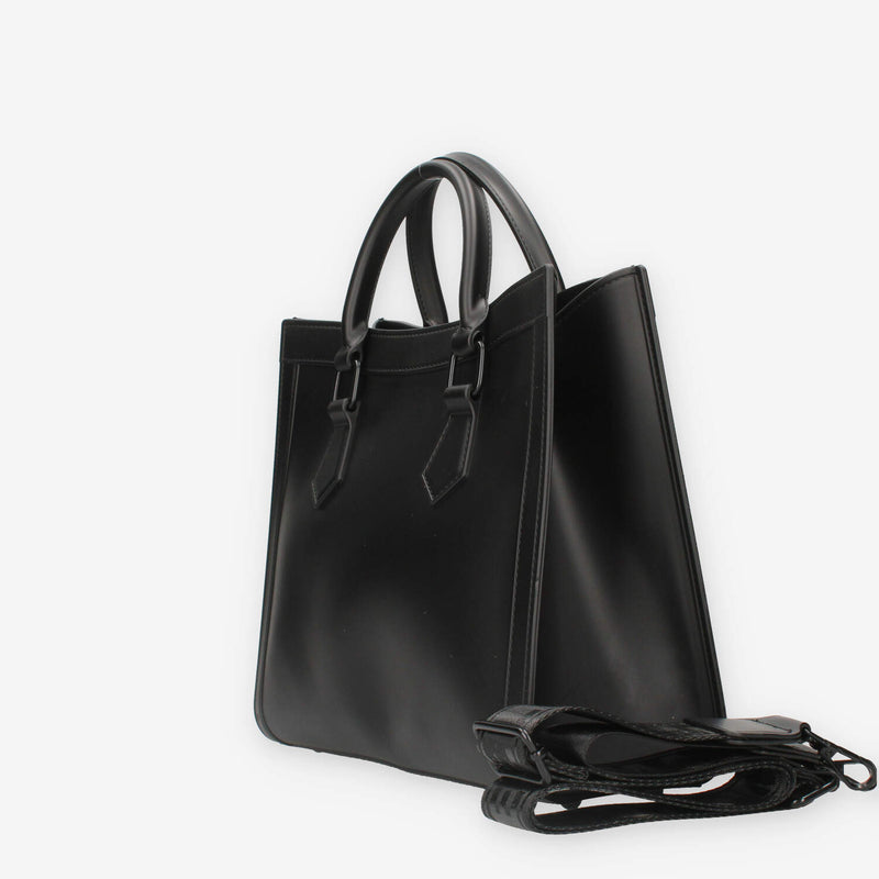 FLAT WOOD M_24-BLACK / BLACK Marc Ellis Borsa a mano nera