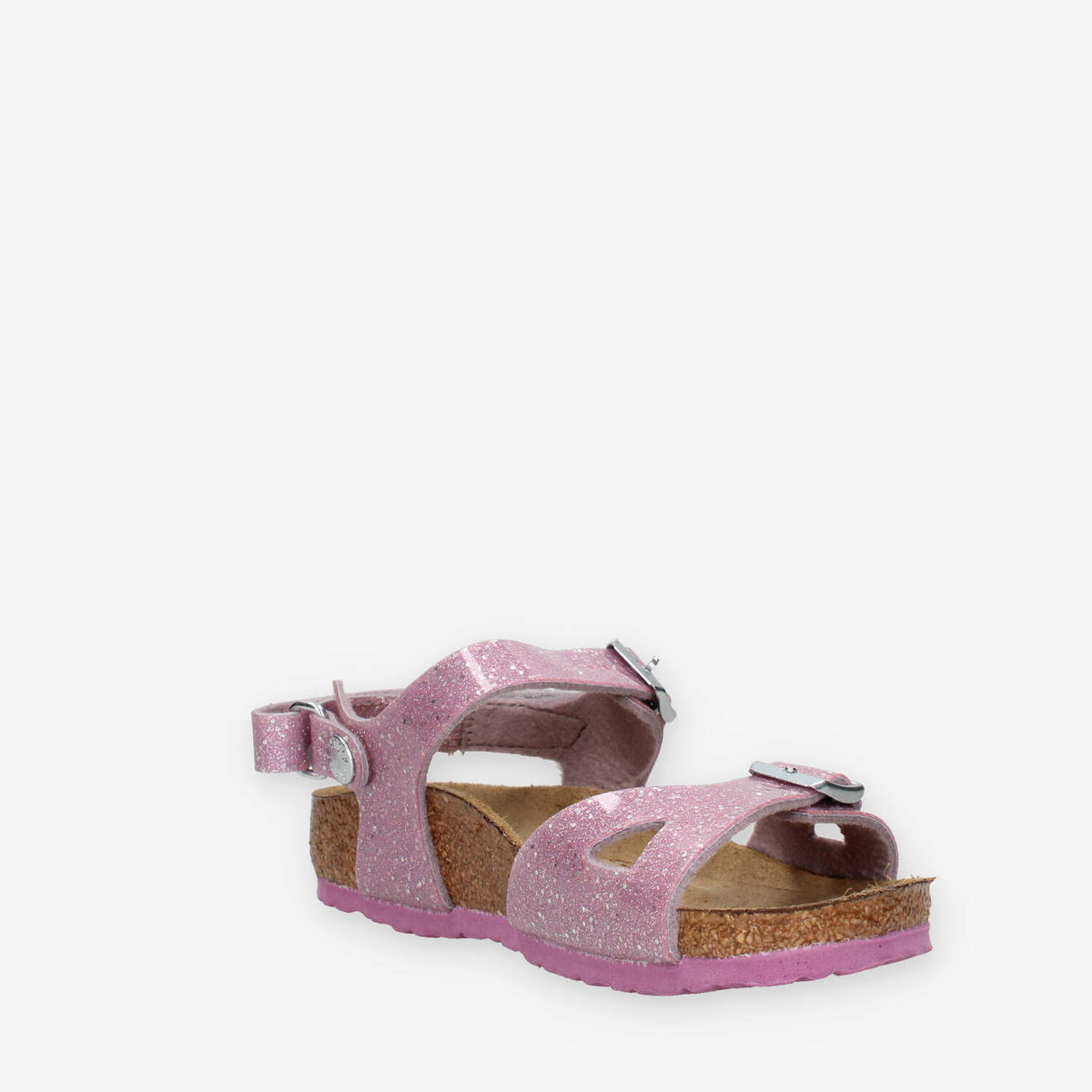 Birkenstock 1031839 Rio AS Kids Sandali rosa glitterati da bimba (calzata stretta)