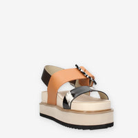 Anekke 42381-423 Sandali da donna cuoio e neri con zeppa