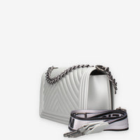 FLAT M_24-GLACIER GRAY / SATIN CDF Marc Ellis Borsa a tracolla grigia e canna di fucile