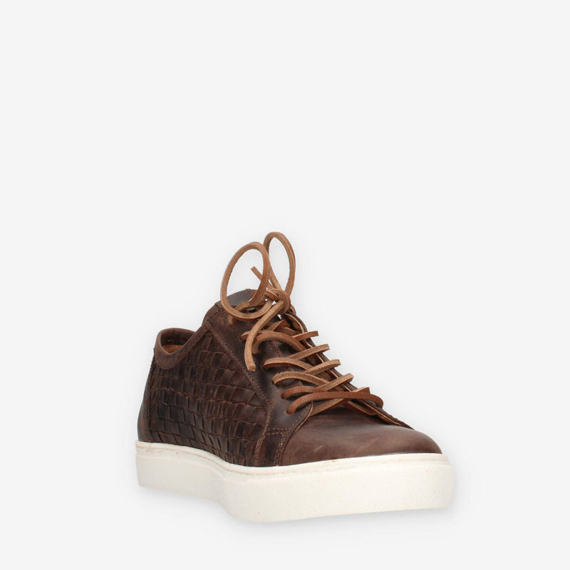 Fær-Øer-Woven-Brown Sneakers marroni intrecciate da uomo