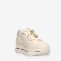 Nero Giardini I514103D-710 Sneakers beige e verdi con applicazione