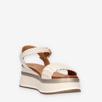 Inuovo A98021-CREMA Sandali crema con zeppetta