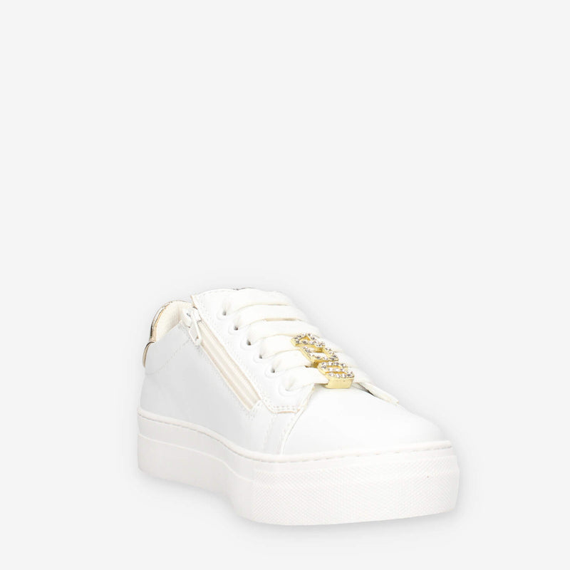 42740-WHITE-GOLD 4 US by Paciotti (Junior) Sneakers bianche e oro con strass