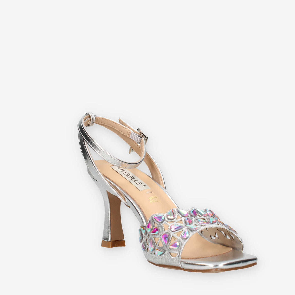 Miabelle MB-141-VIT-ARGENTO Sandali argento con pietre applicate