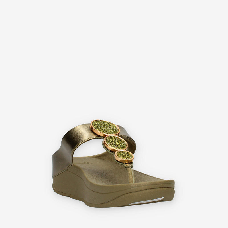 Fit Flop HJ1-C23 Halo Infradito verdi con cristalli applicati