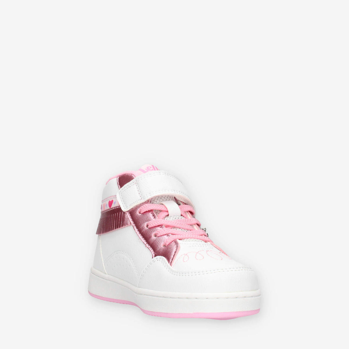 LKAA8096-BIRO Lelli Kelly Frangetta Mix Sneakers alte bianche e rosa