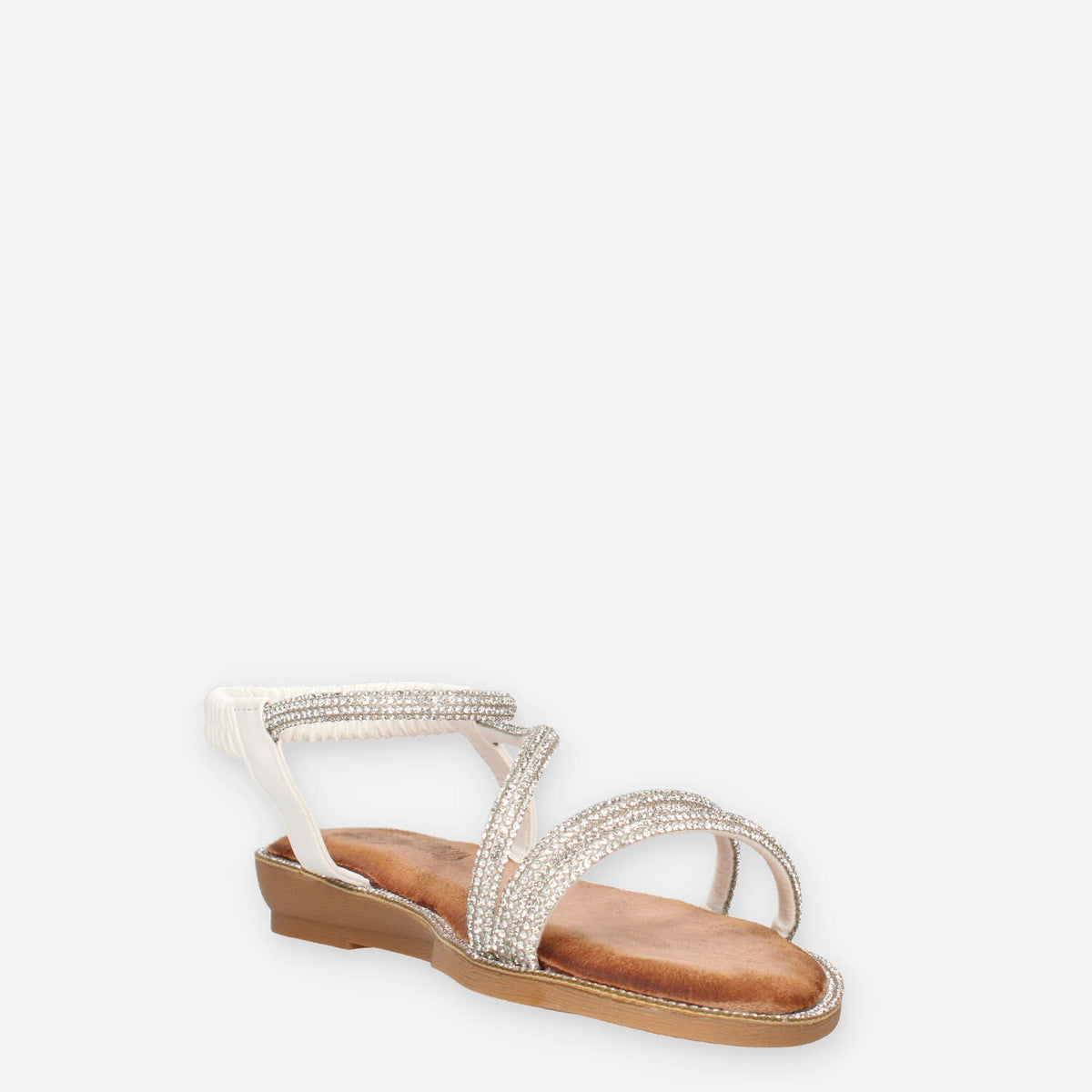 Marina Torres 3T1907-34-WHITE Sandali bassi bianchi con strass