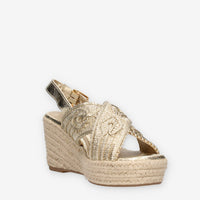 Xti Tentations 145332-ORO Sandali platino da donna con zeppa