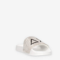 Sun 68 X36211-01BIANCO SLIPPERS STRASS LOGO Ciabatte bianche da donna